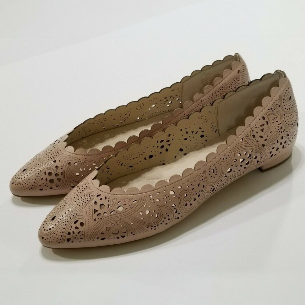 NIB Cole Haan Callie Laser-Cut Leather Flats in Mahogany Rose Size 6.5,8.5,9,9.5
